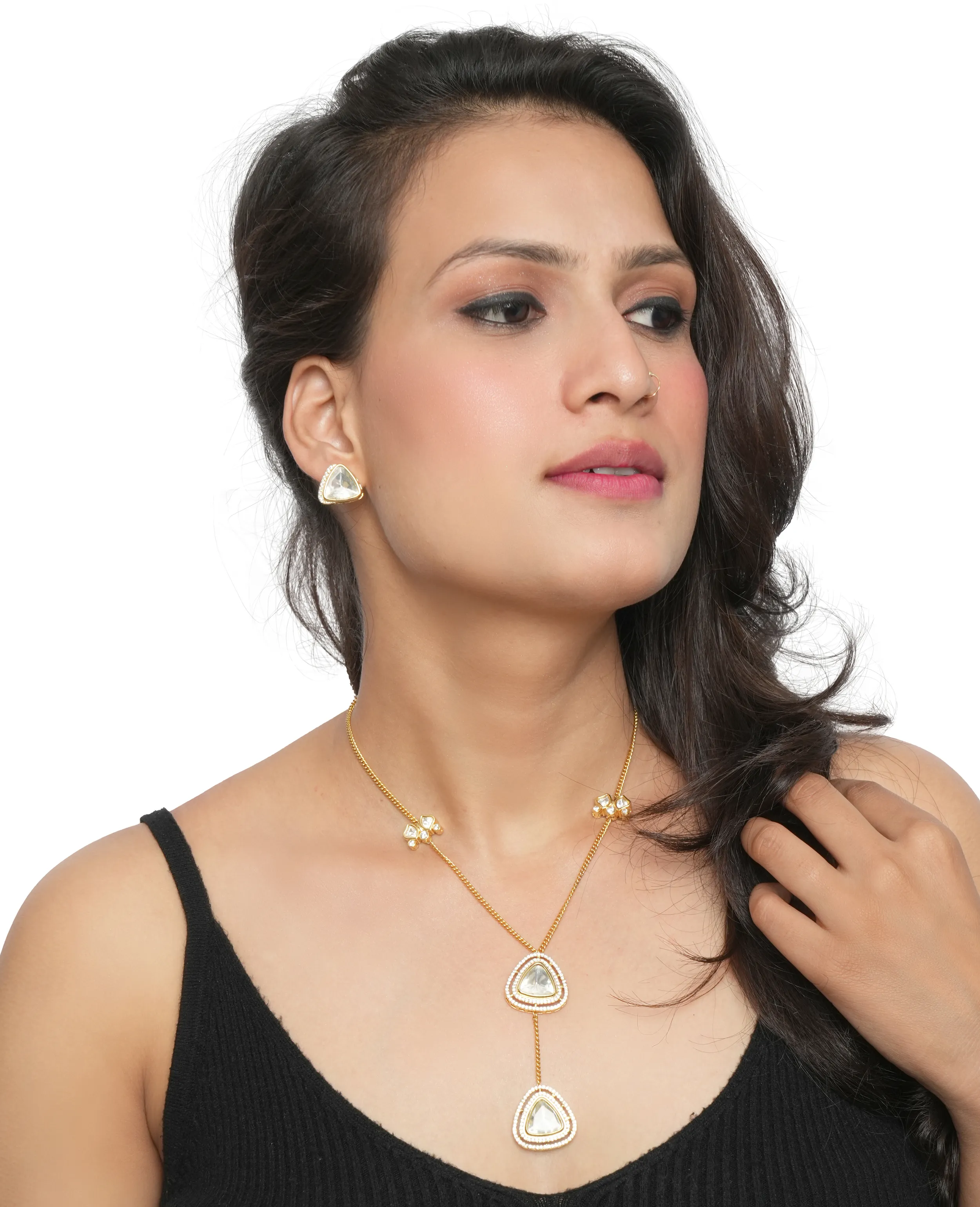 Big Kundan Indo-Western Necklace Set - Modern Elegance with a Rich Touch