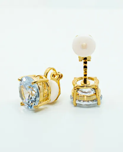 Large American Diamond Clip-On Studs (No Piercing Needed)