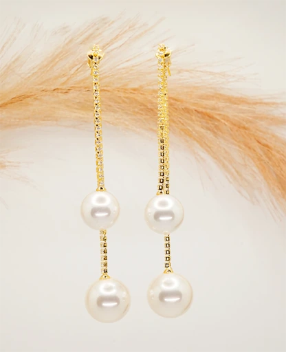 Transformable AD Pearl Golden Earrings: Three Styles, One Elegant Pair