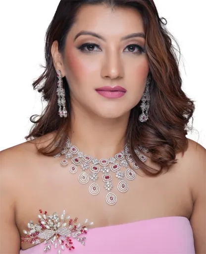 AD Ruby Necklace Set 