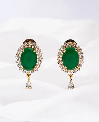 AD Semi Drop Emerald Earrings