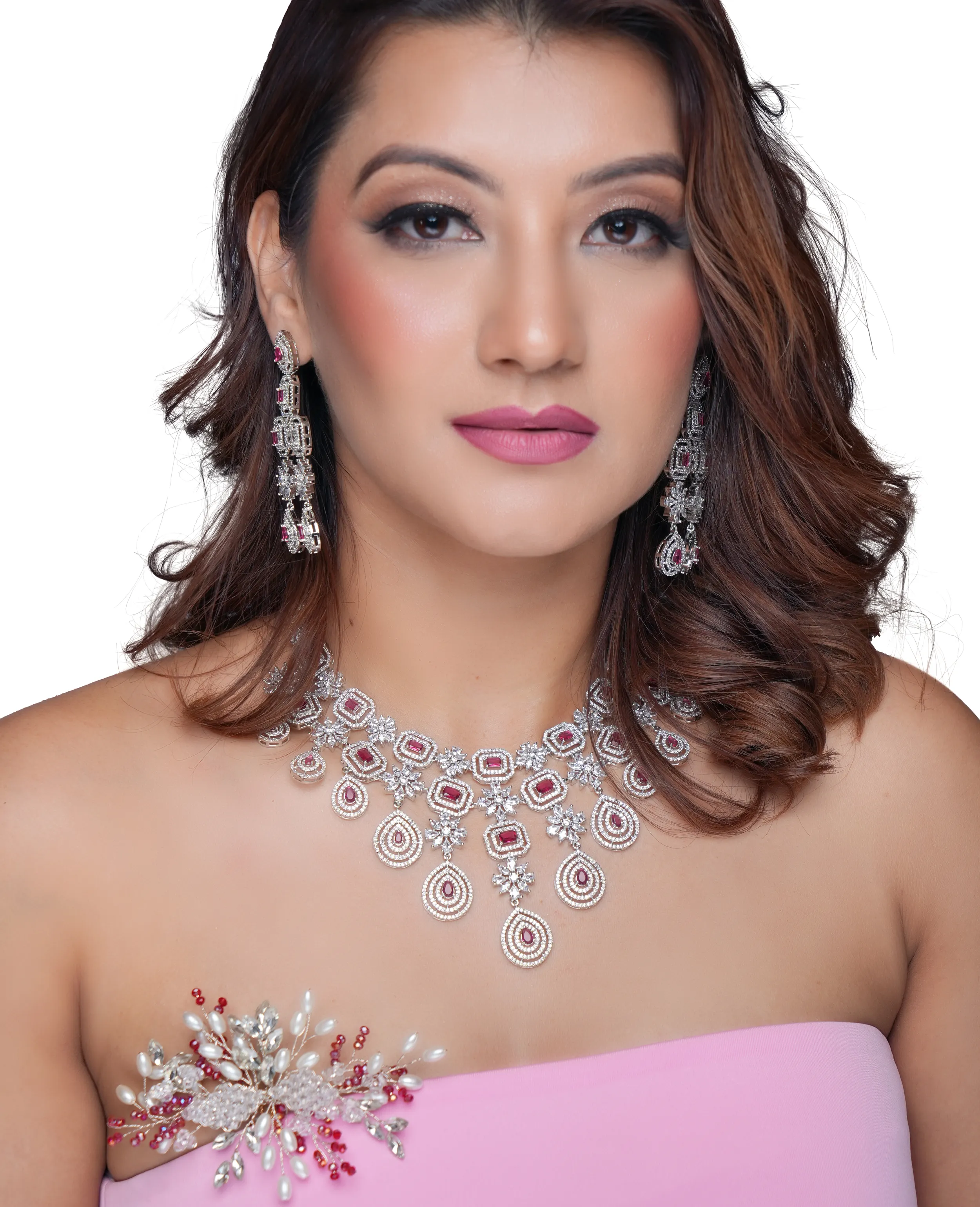 AD Ruby Necklace Set 