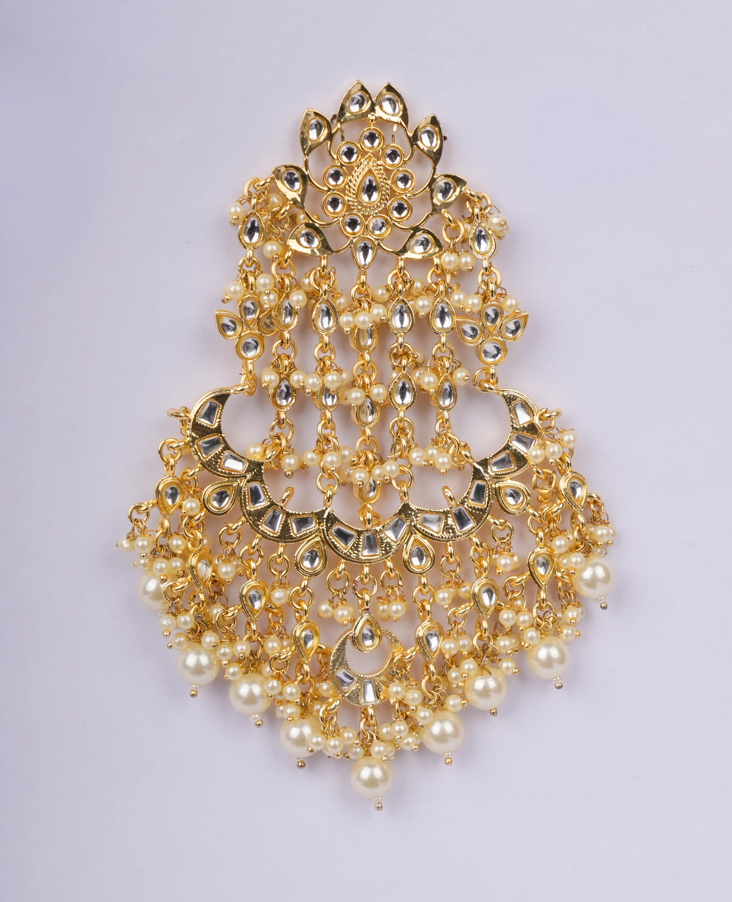 Kundan Chandelier Soft Pearl Traditional Earrings – A Touch of Regal Elegance