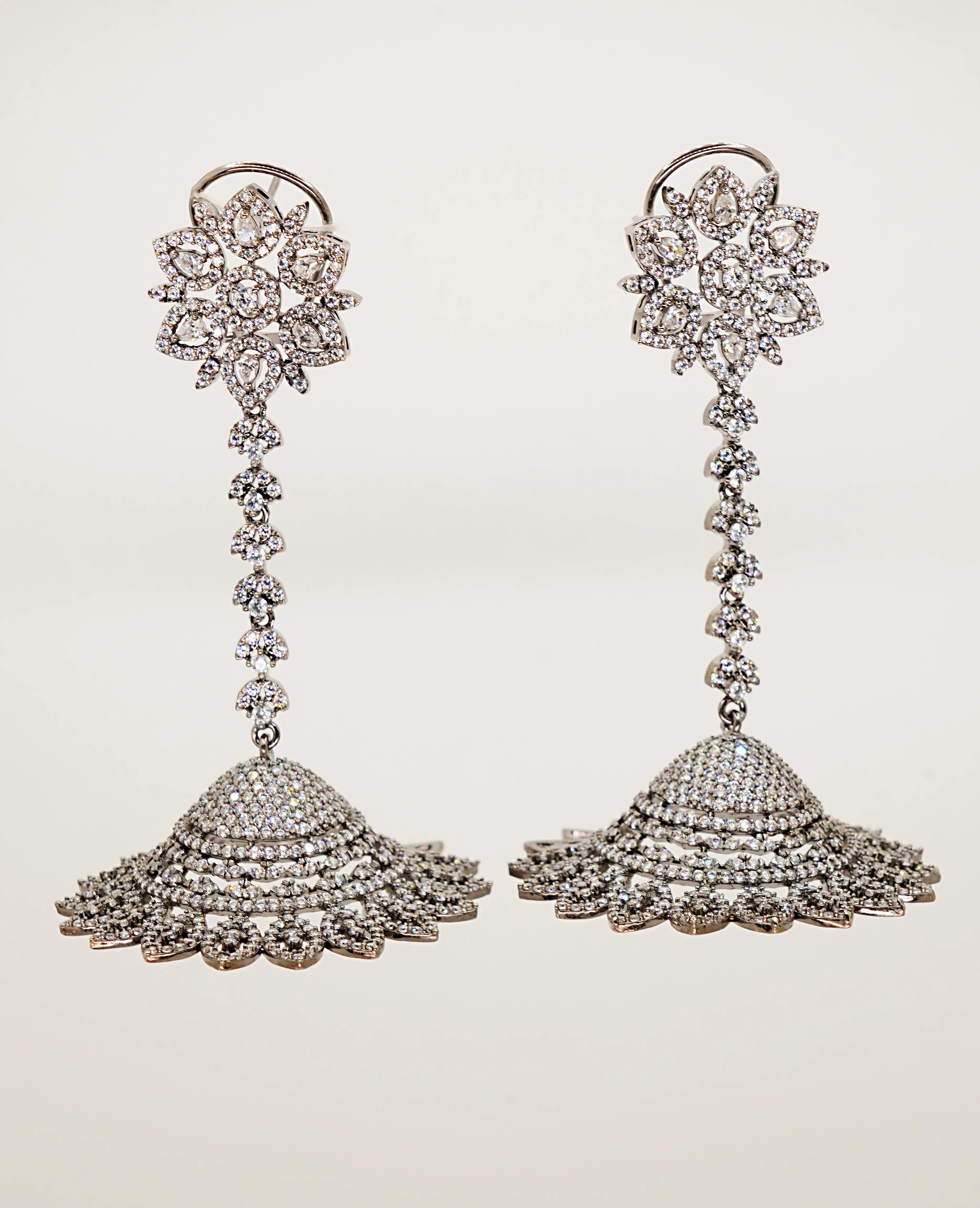 AD Black Base Hanging Earrings - Bold & Striking