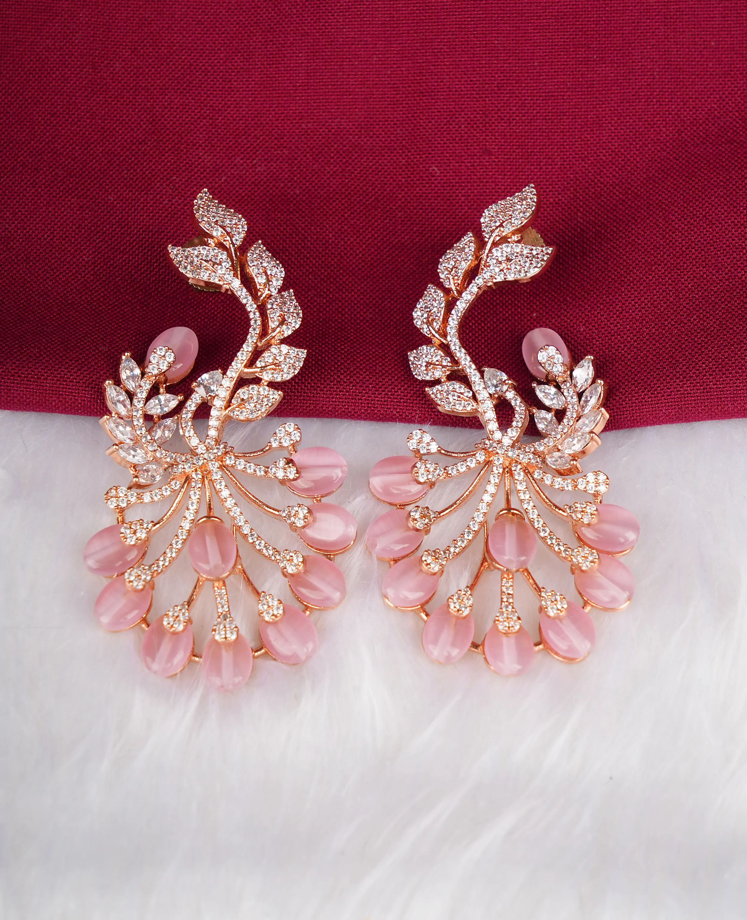 AD Rose-Gold Earrings in Baby Pink - Delicate Elegance