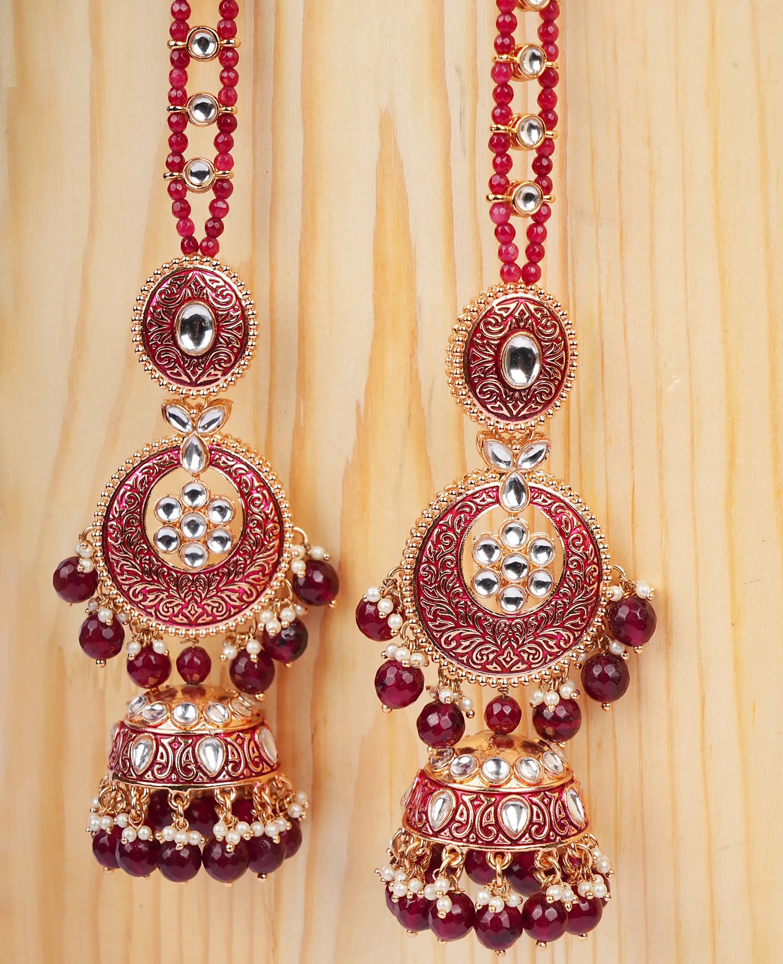 Kundan Meenakari Earrings with Maang Tikka – A Royal Fusion of Tradition and Elegance