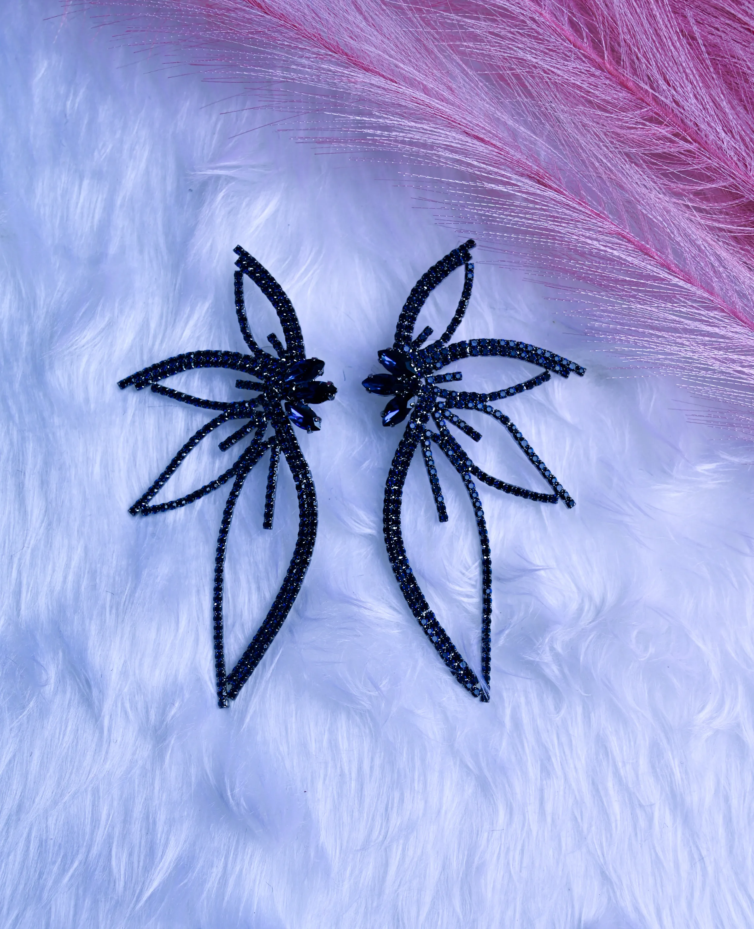 Korean Crystal Large Tops Earrings – Royal Blue Elegance