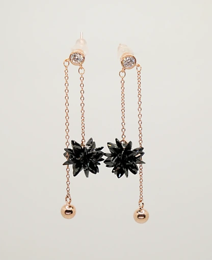Classic Stud Earrings with Graceful Hanging Chain Detail