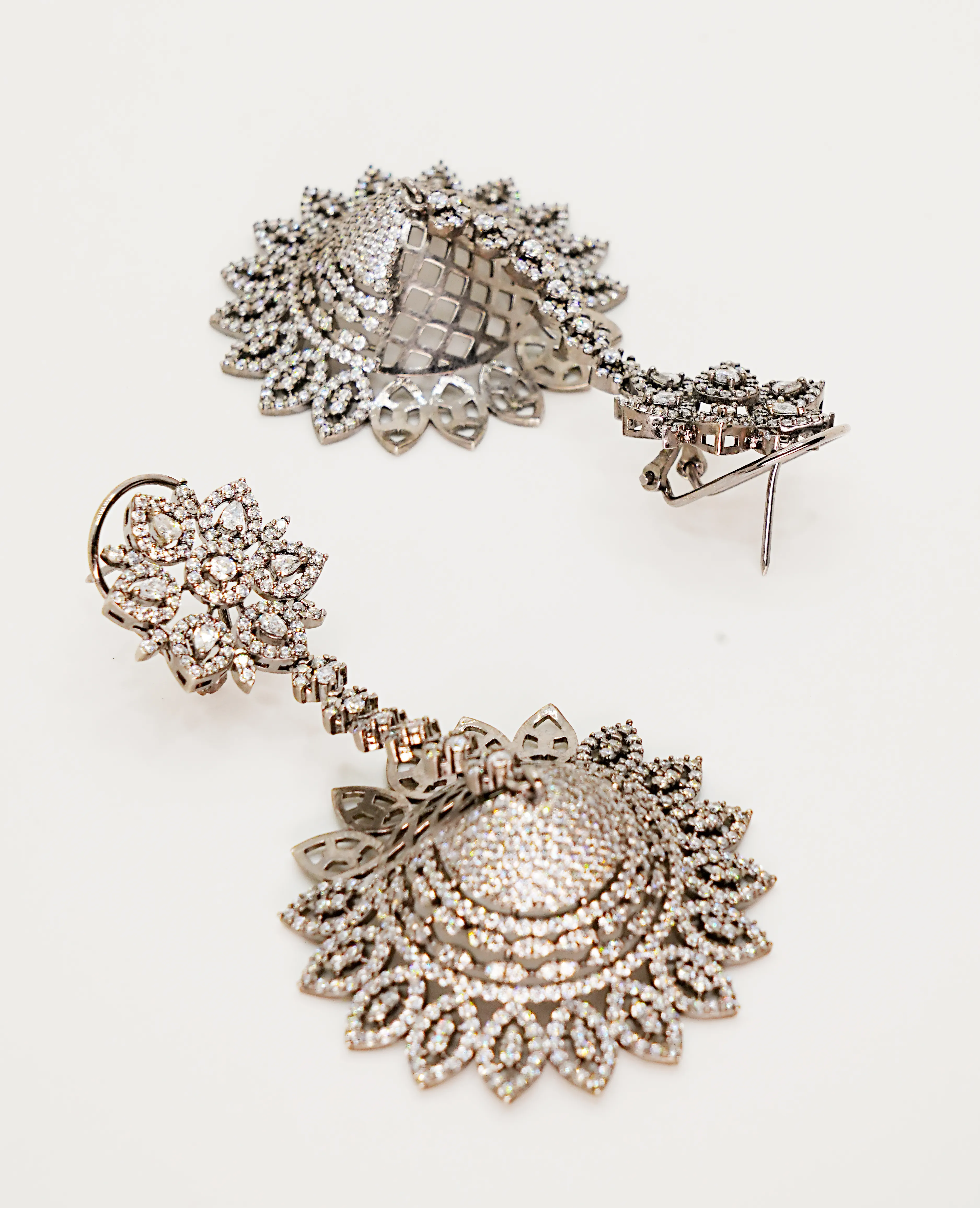 AD Black Base Hanging Earrings - Bold & Striking