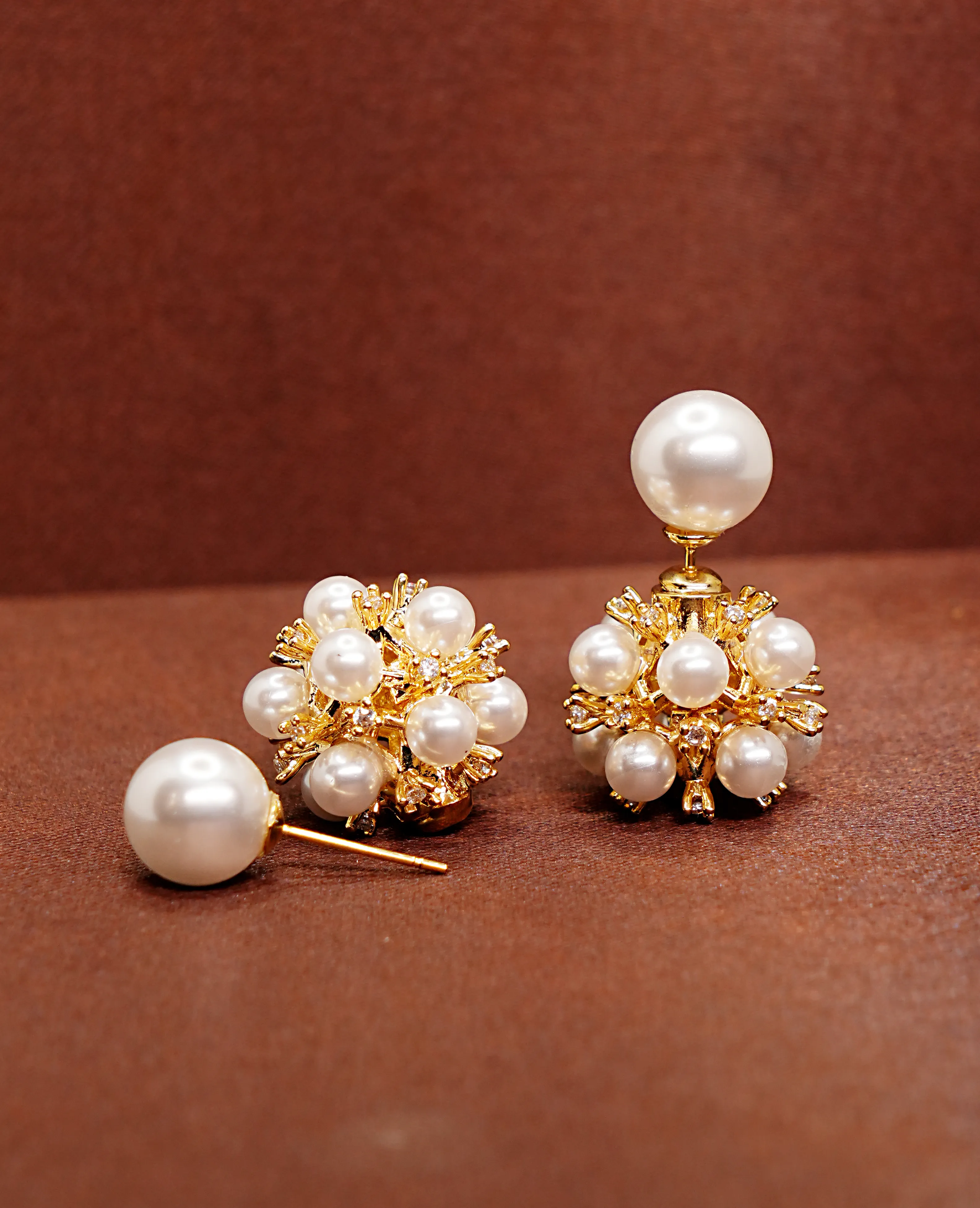 Freshwater Pearl Earrings with Gold-Plated Base – Transformable Elegance