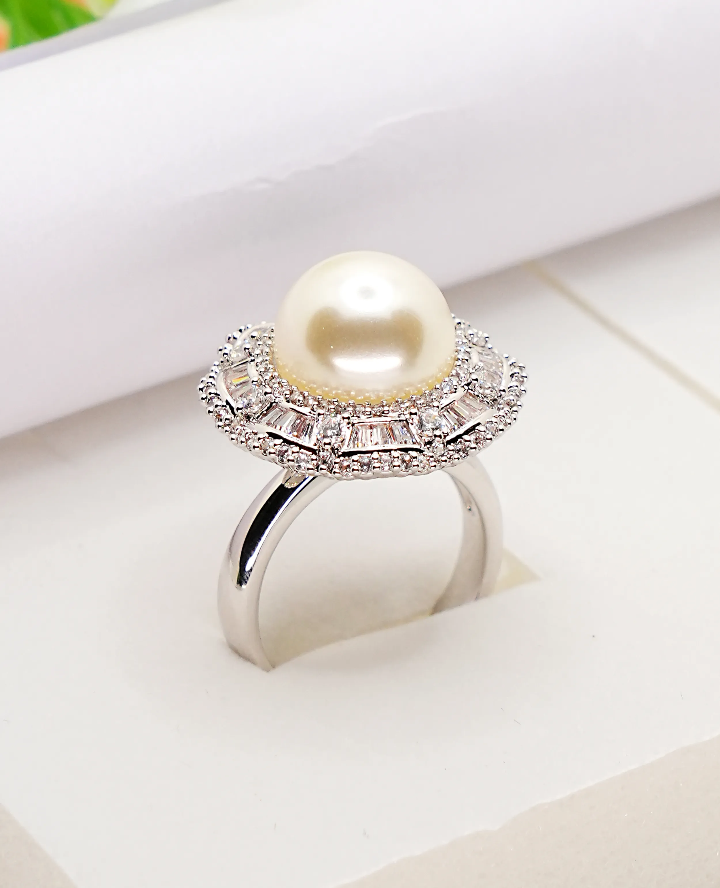 AD with Freshwater Pearl Finger ring