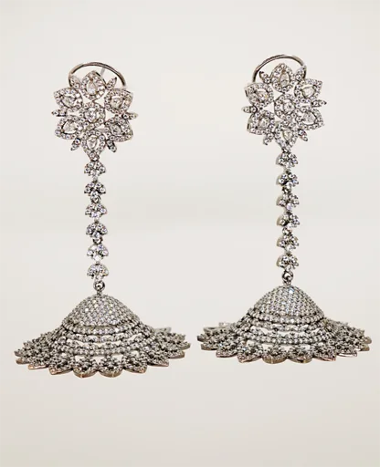 AD Black Base Hanging Earrings - Bold & Striking