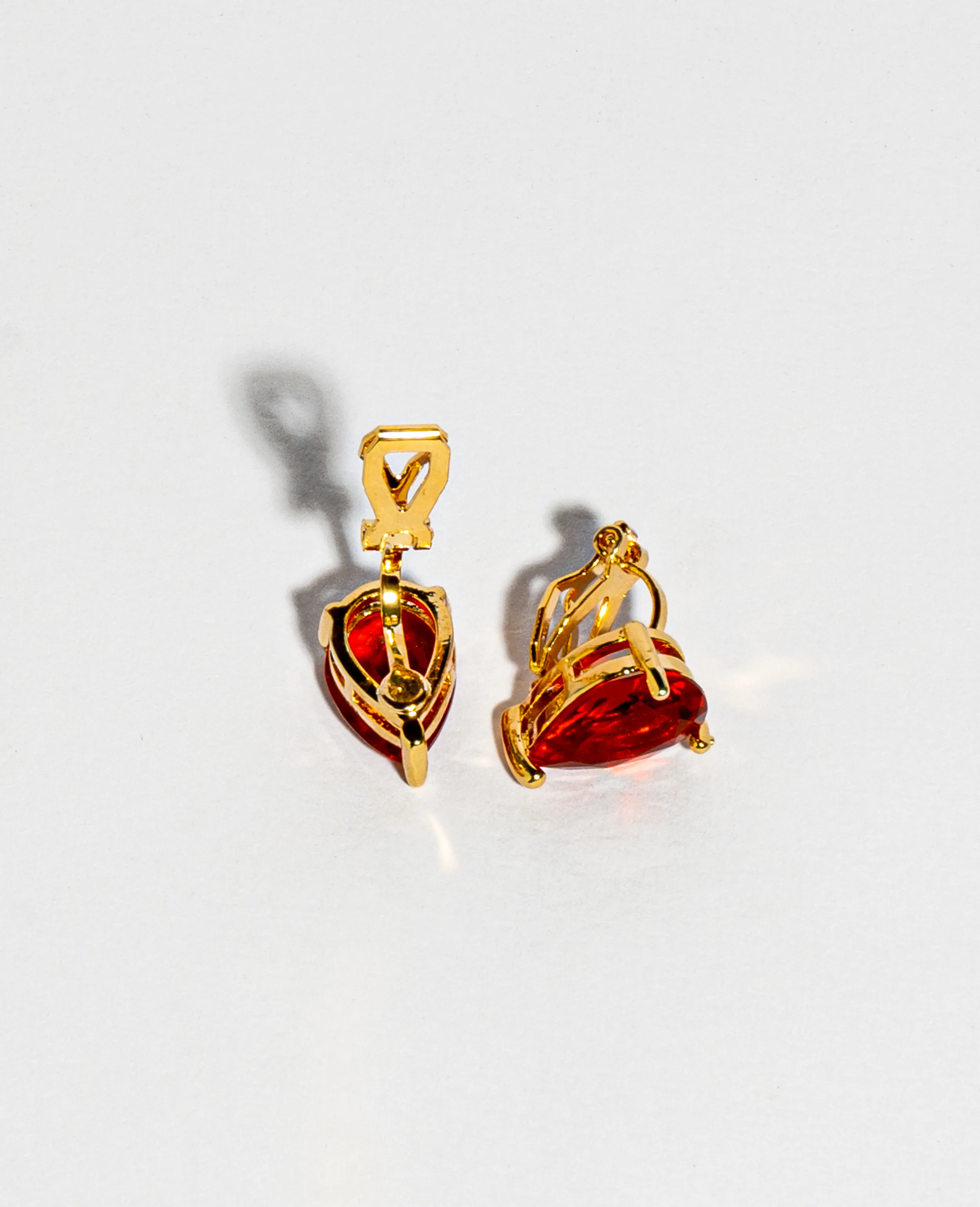 Clip-On Red Stud Earrings (No Piercing Required)