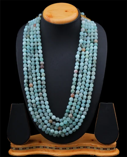 Blue Semi-Precious Mala Necklace 