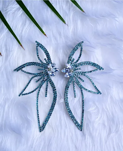 Korean Crystal Large Tops Earrings – Sky Blue Elegance