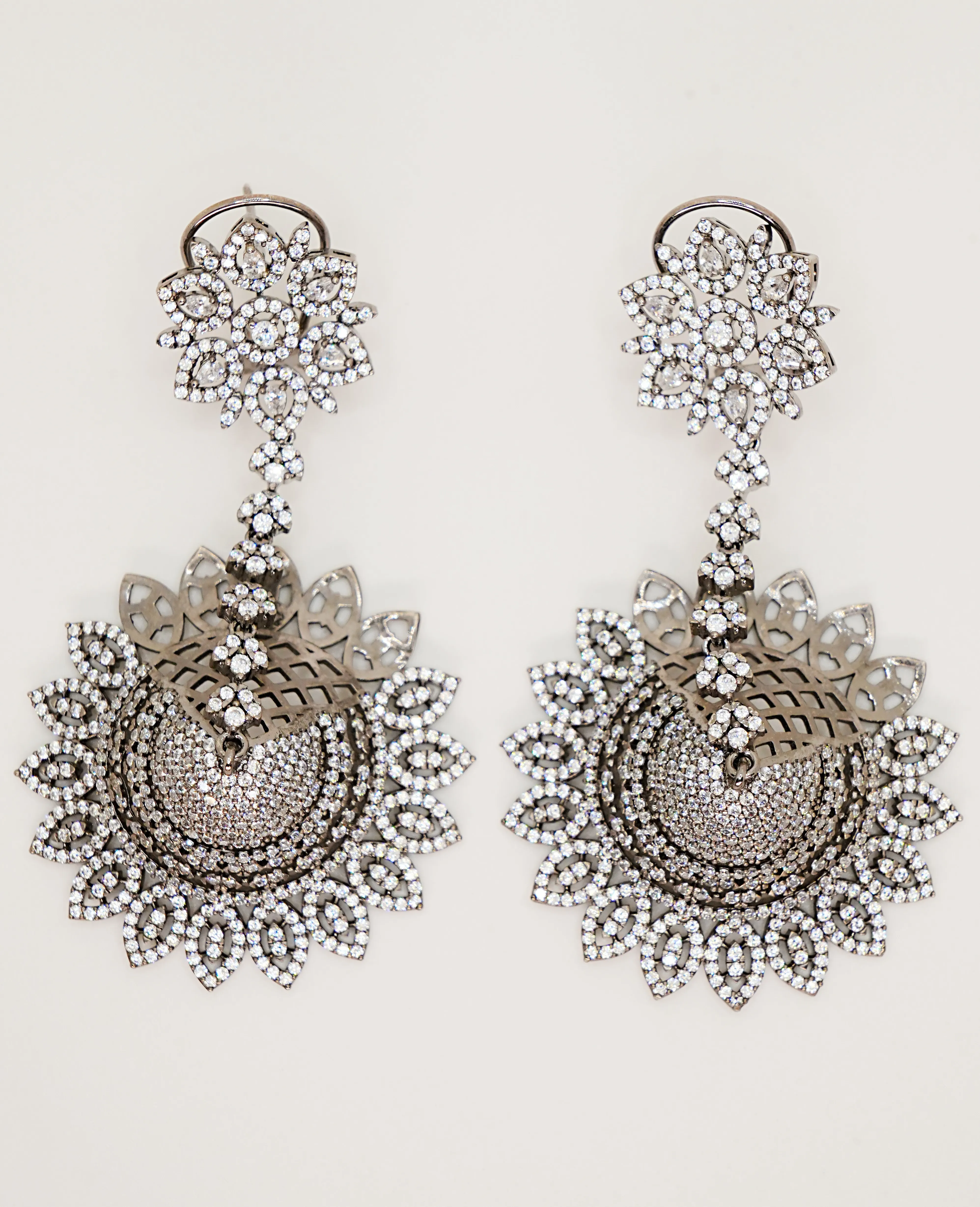 AD Black Base Hanging Earrings - Bold & Striking