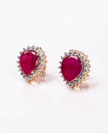 Drop Shape AD Ruby Studs