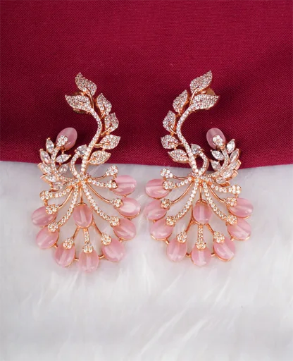 AD Rose-Gold Earrings in Baby Pink - Delicate Elegance