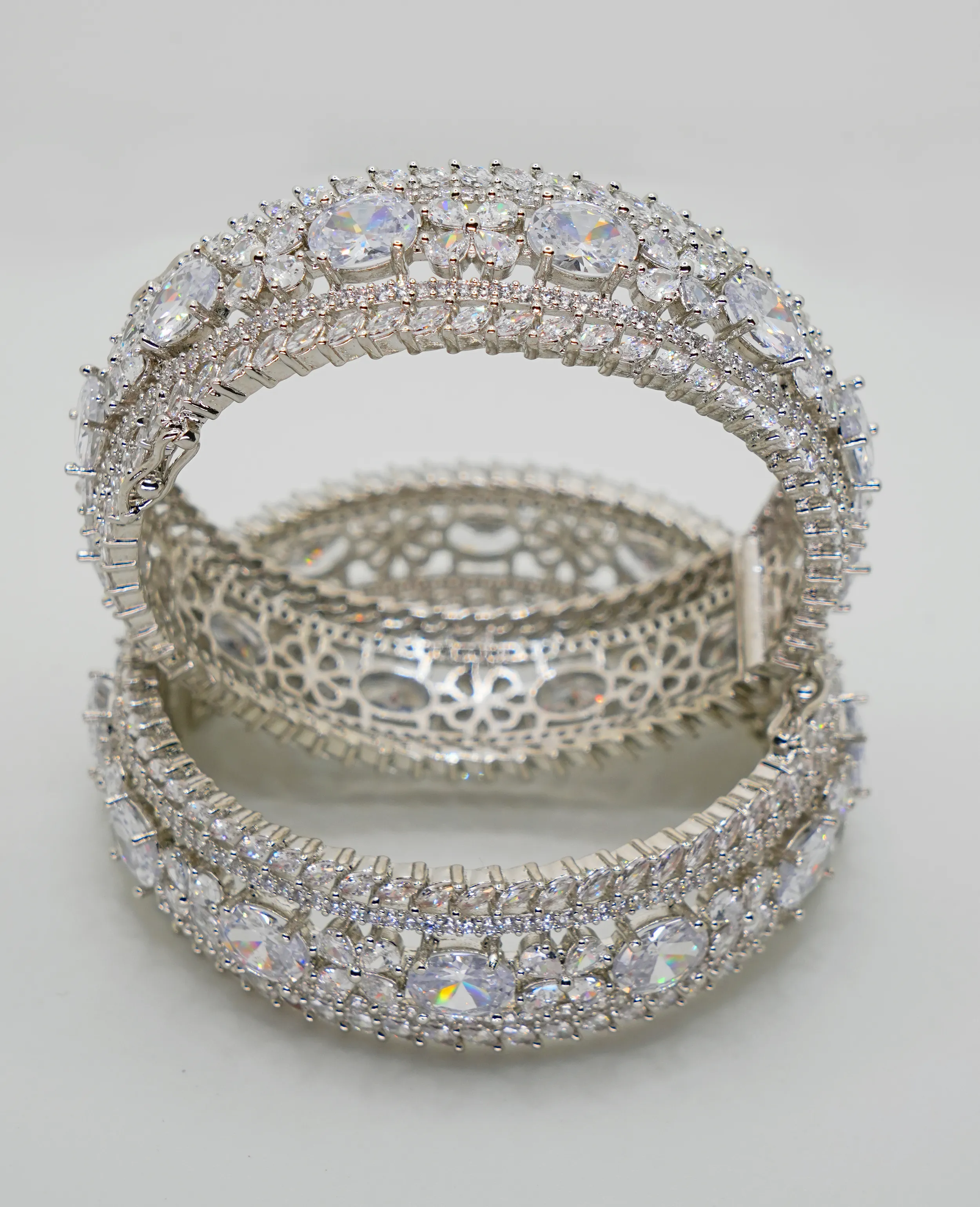 AD Bangles - Silver plated, Openable Pair