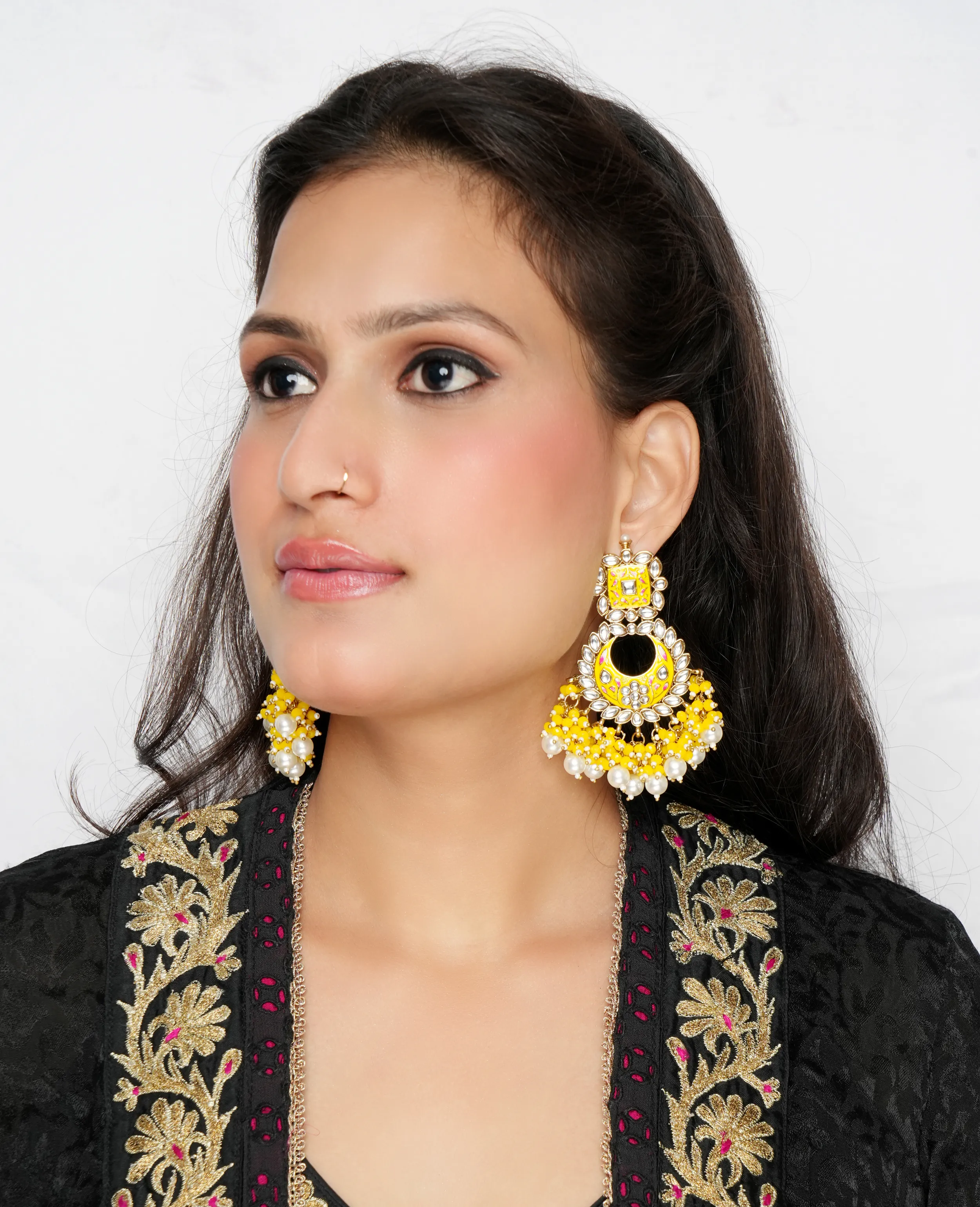 Handwork Meenakari Chandbali Earrings – Traditional Elegance with a Vibrant Twist