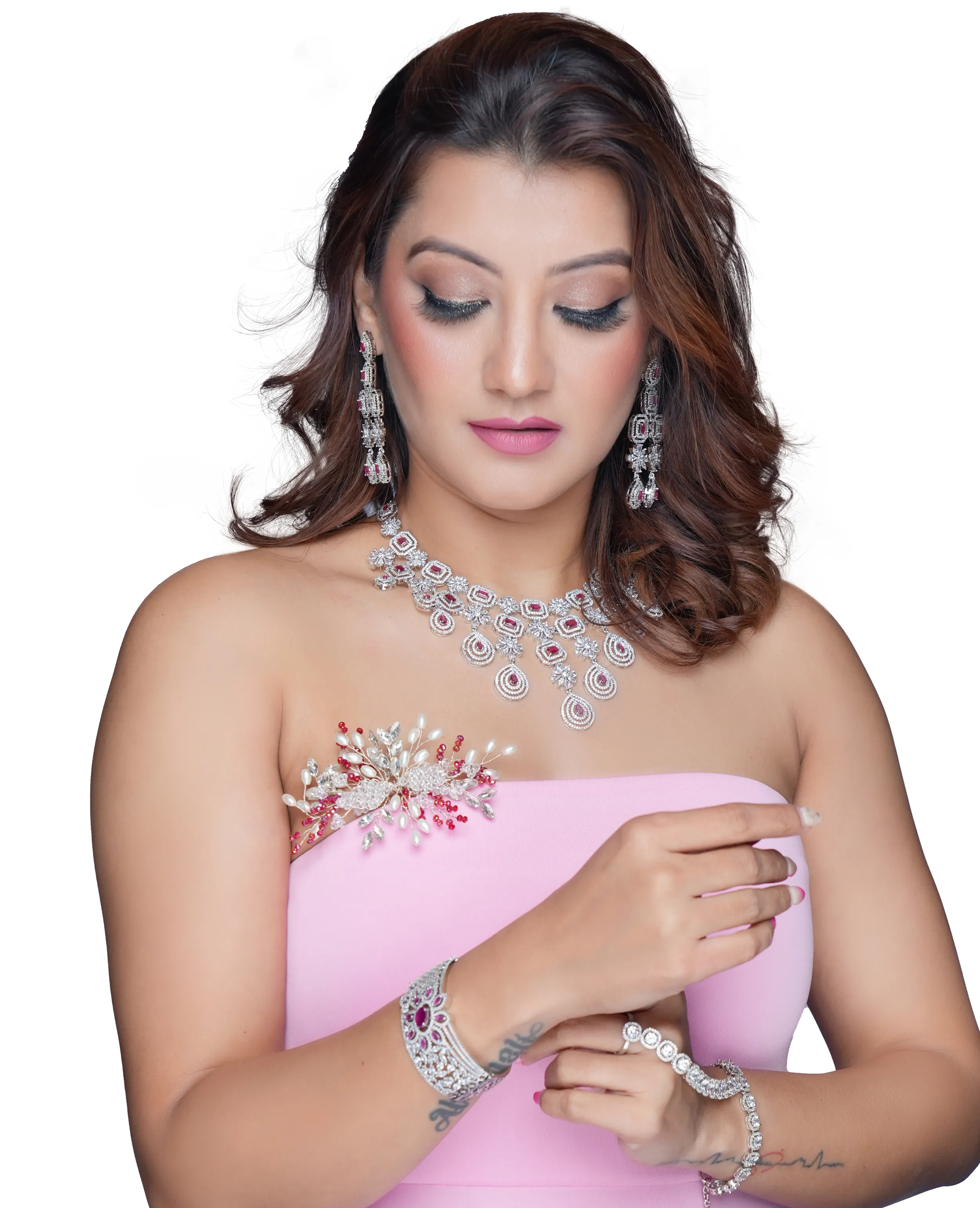 AD Ruby Necklace Set 