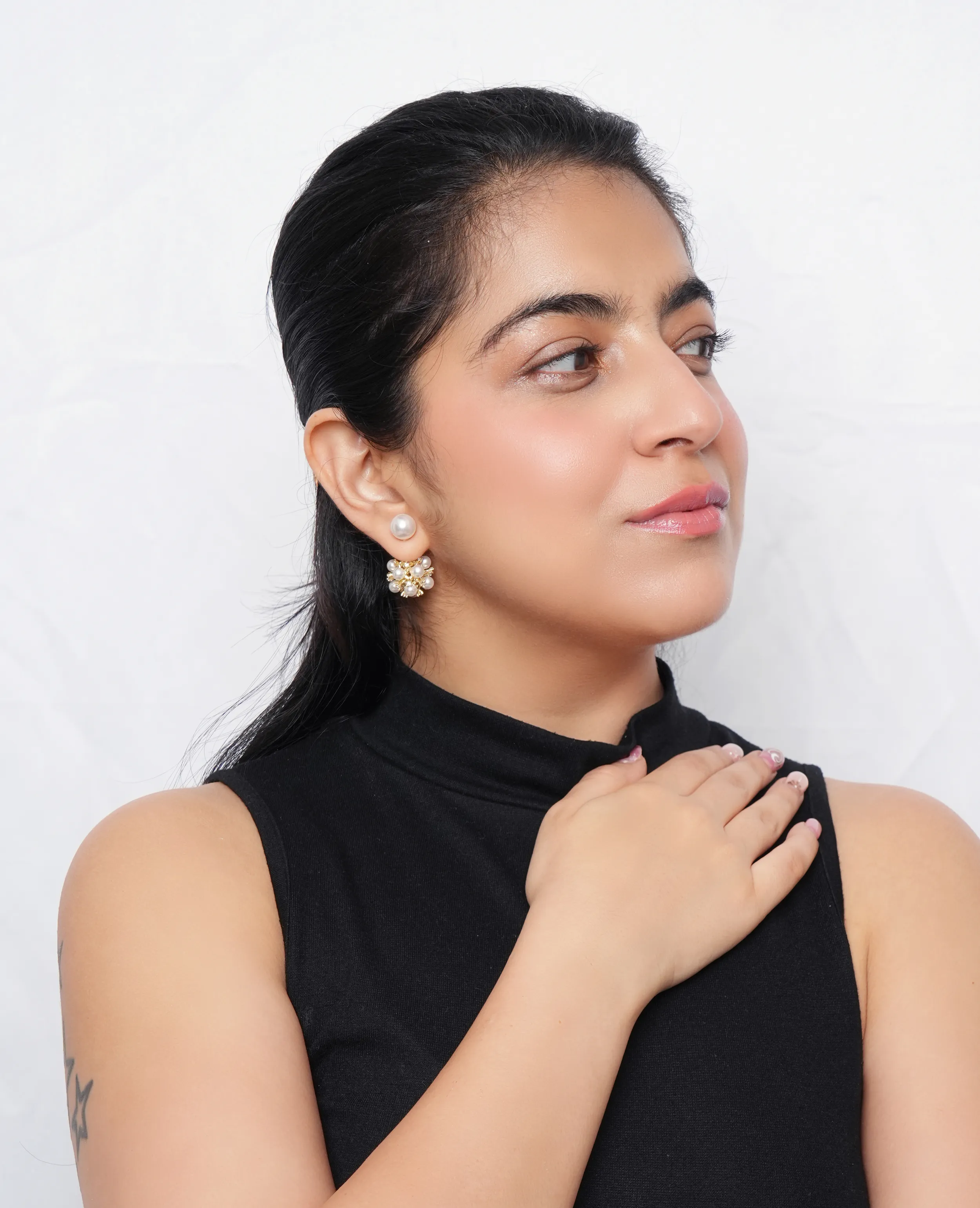 Freshwater Pearl Earrings with Gold-Plated Base – Transformable Elegance