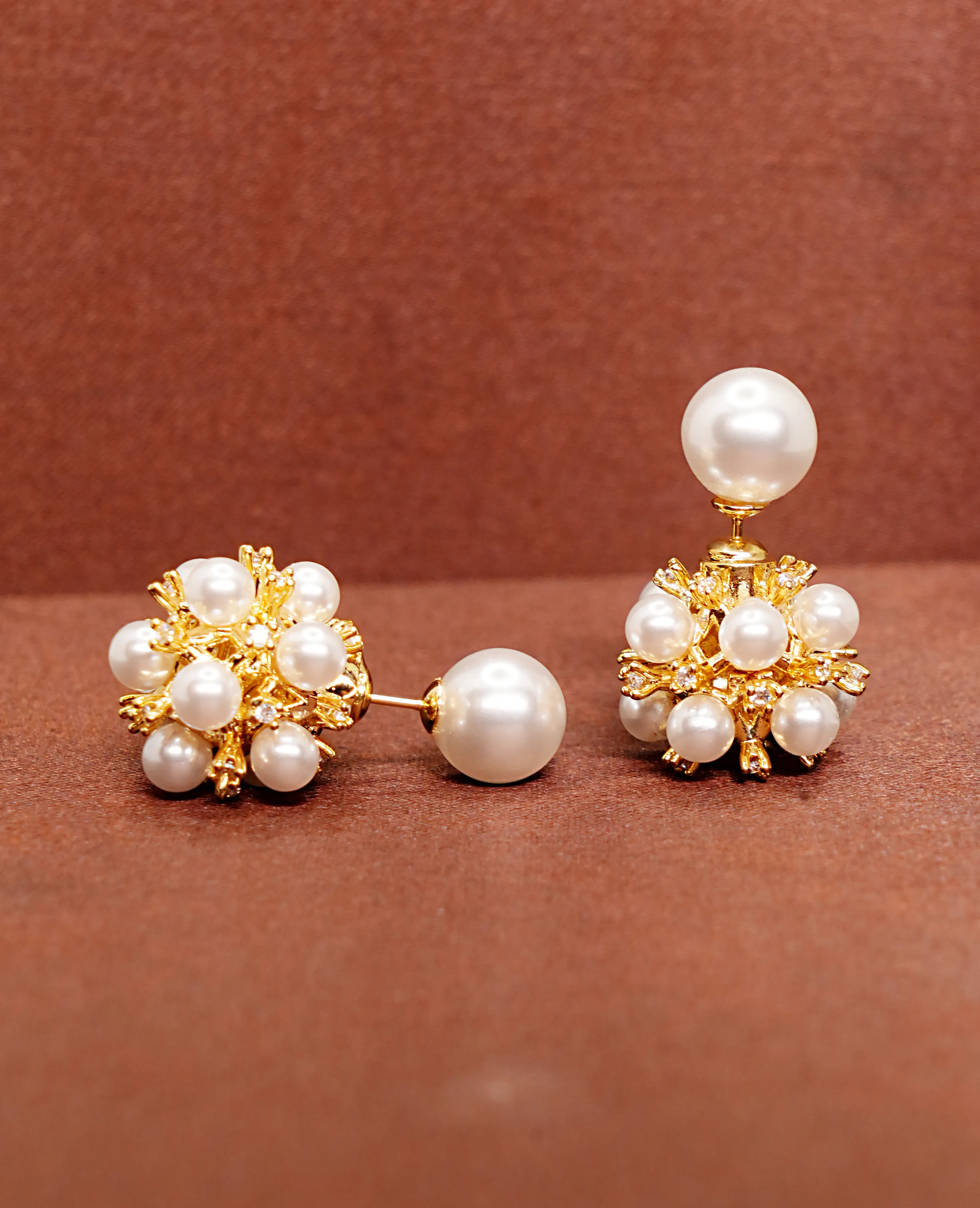 Freshwater Pearl Earrings with Gold-Plated Base – Transformable Elegance