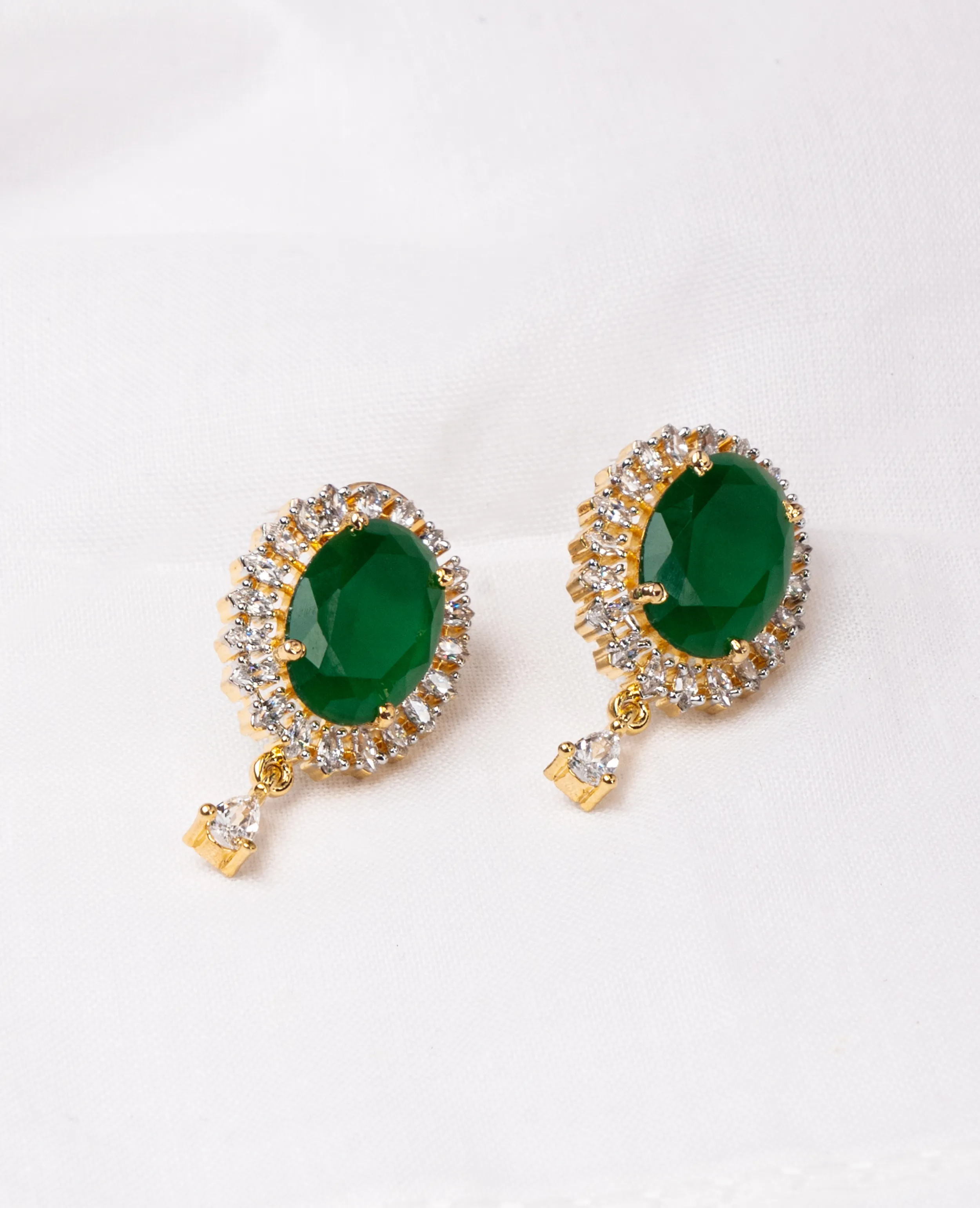 AD Semi Drop Emerald Earrings