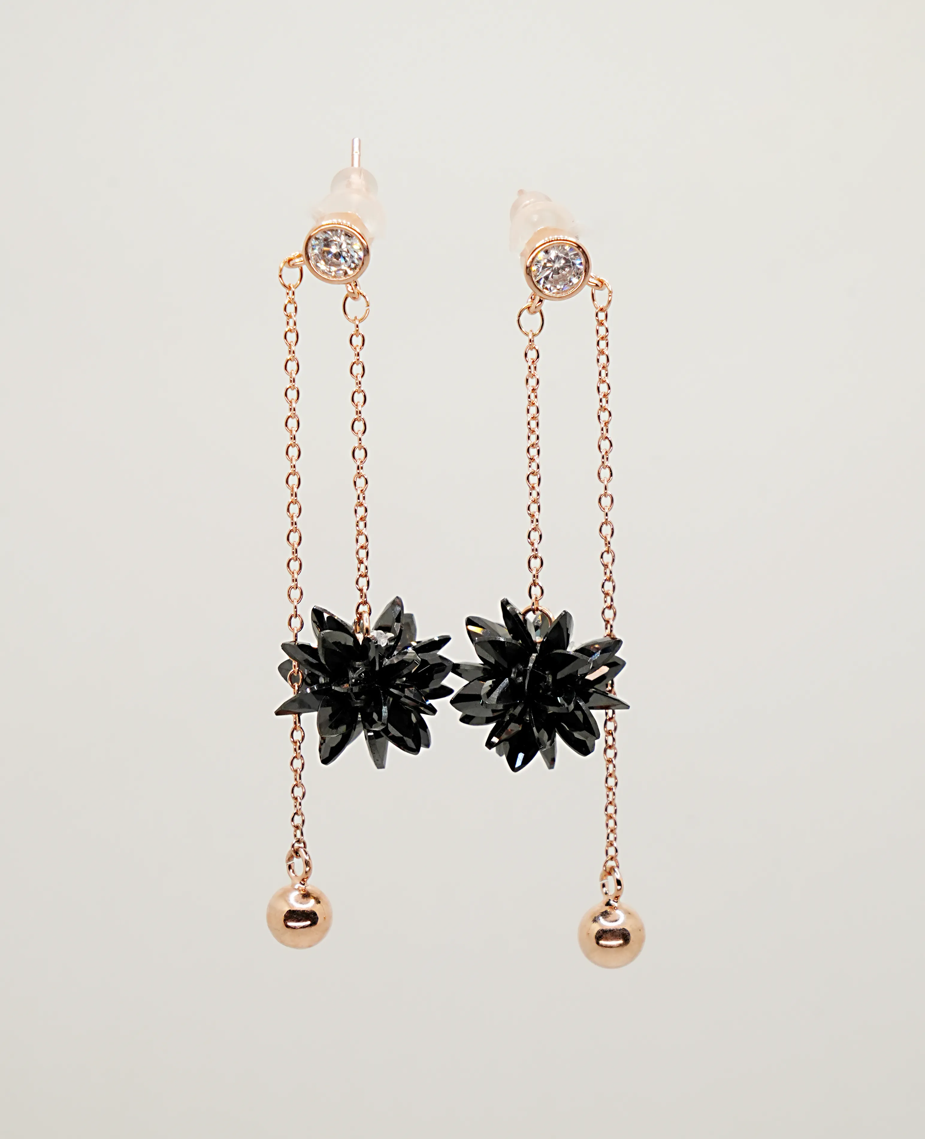 Classic Stud Earrings with Graceful Hanging Chain Detail