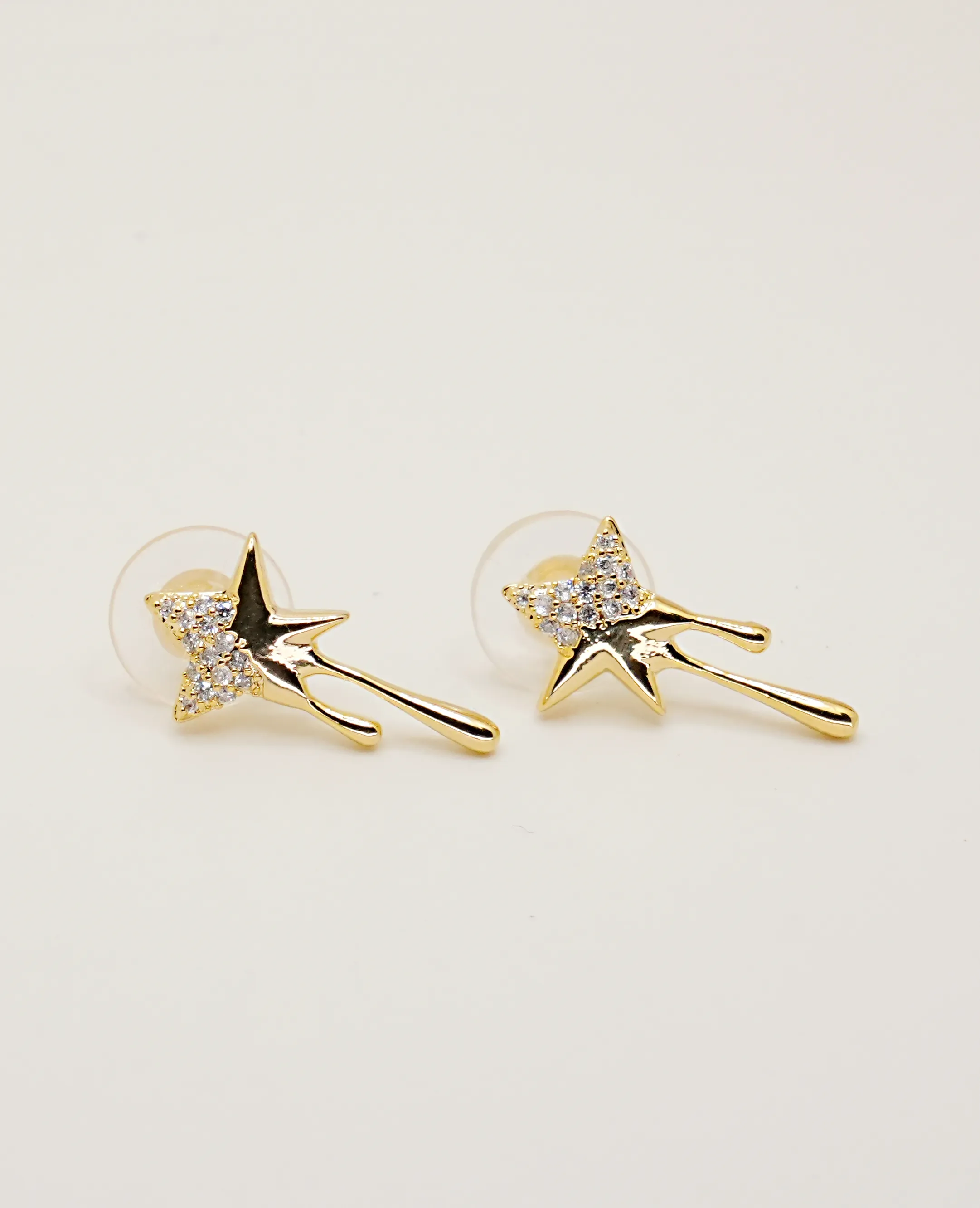 Star-Shaped Earrings - AD Gold Base 