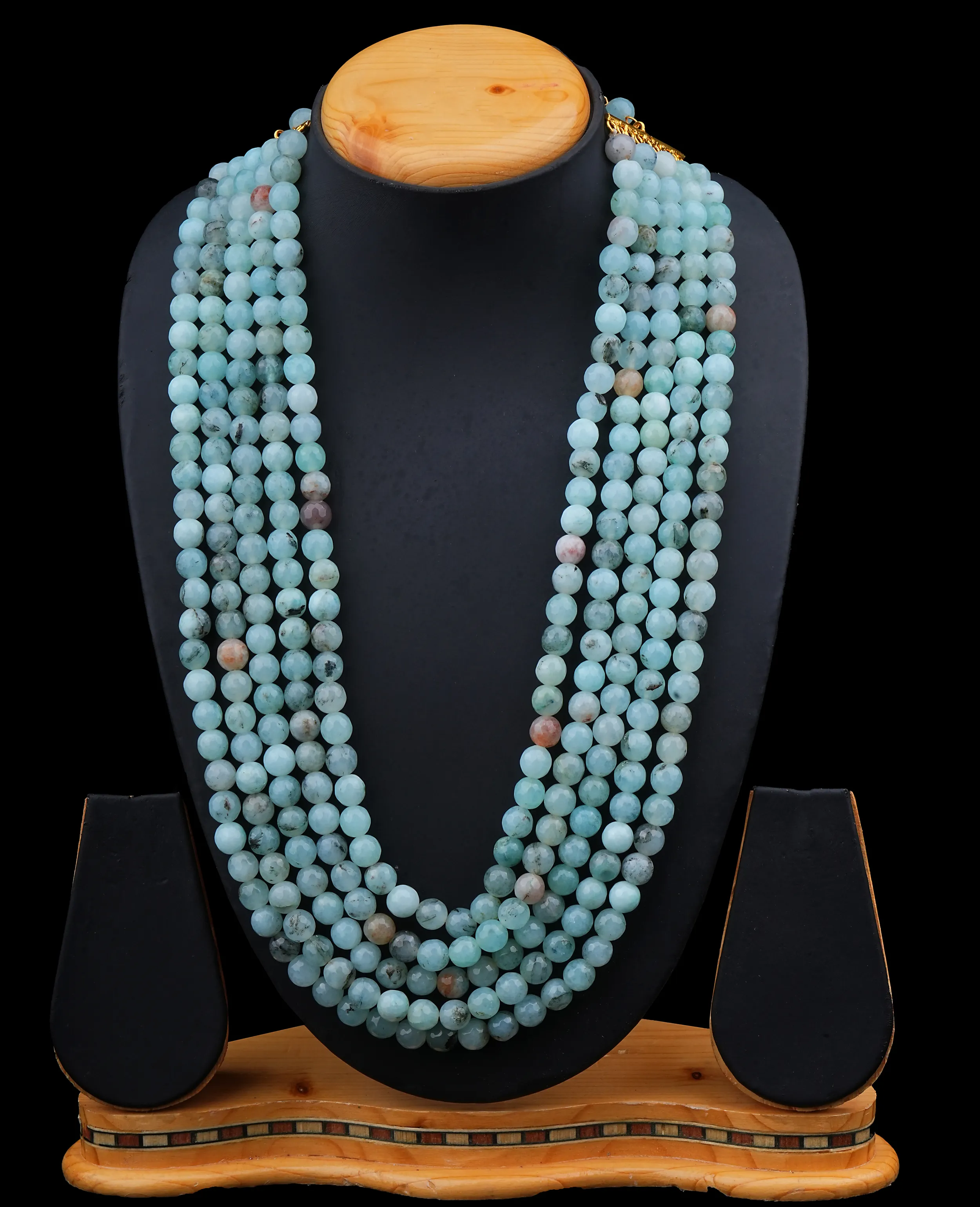 Blue Semi-Precious Mala Necklace 