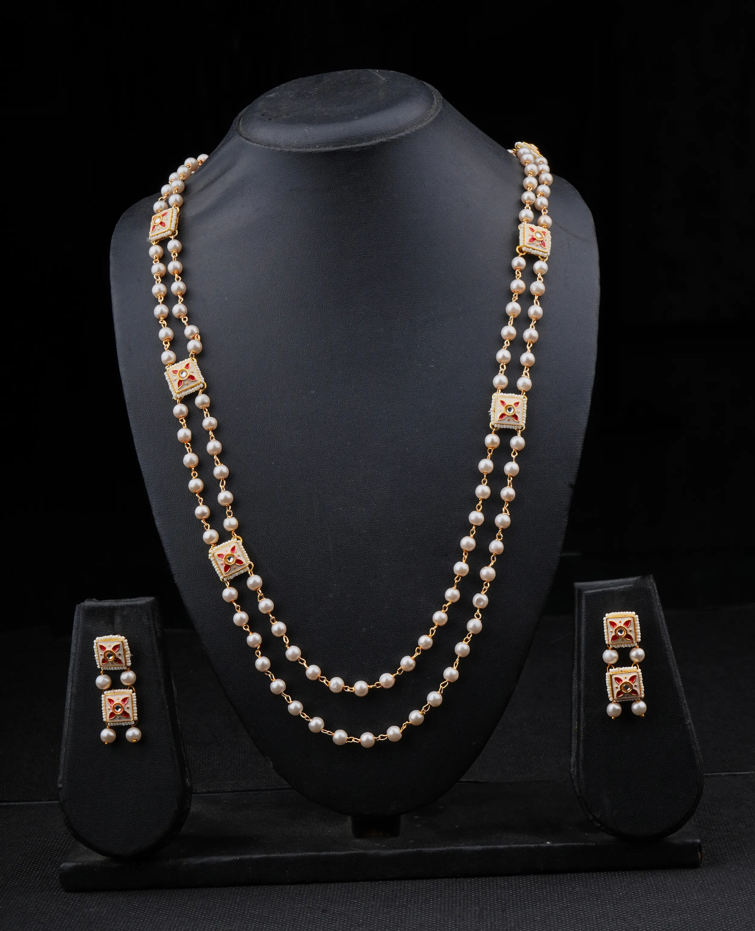 Freshwater Pearls with Meenakari Kundan Detailing