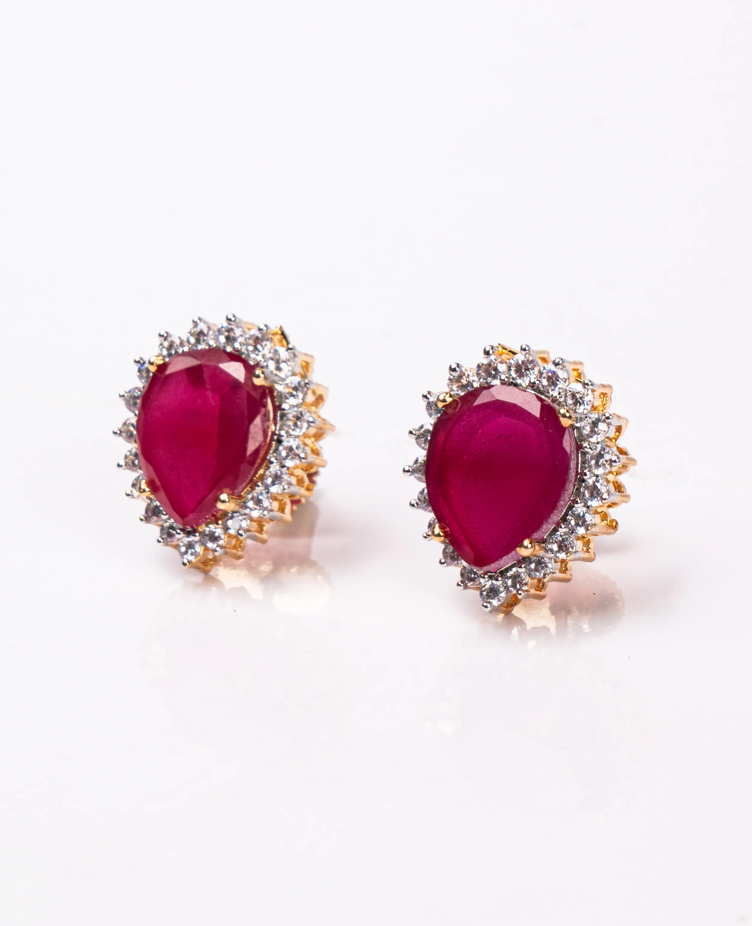 Drop Shape AD Ruby Studs