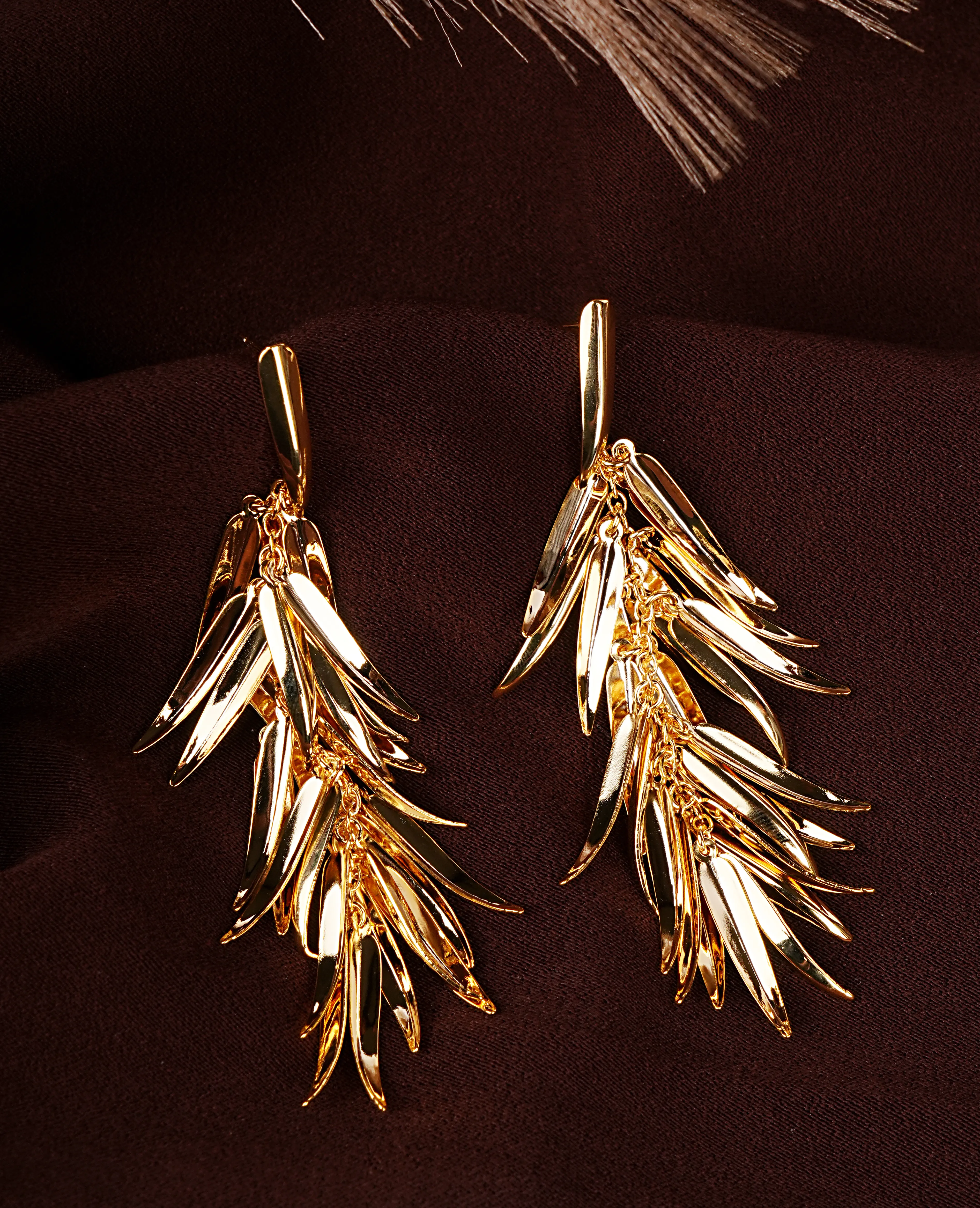 Golden Leaf Flair Hanging Earrings - Nature's Elegance