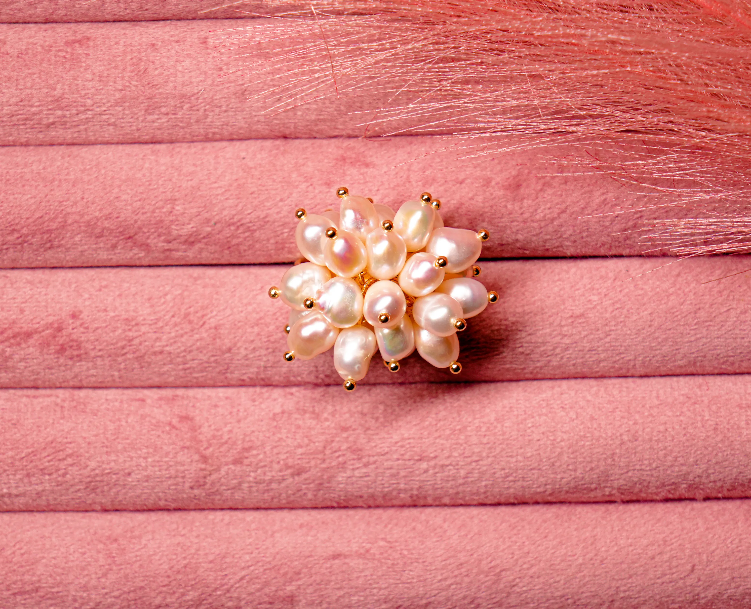 Floral Cluster Freshwater Pearl Finger Ring