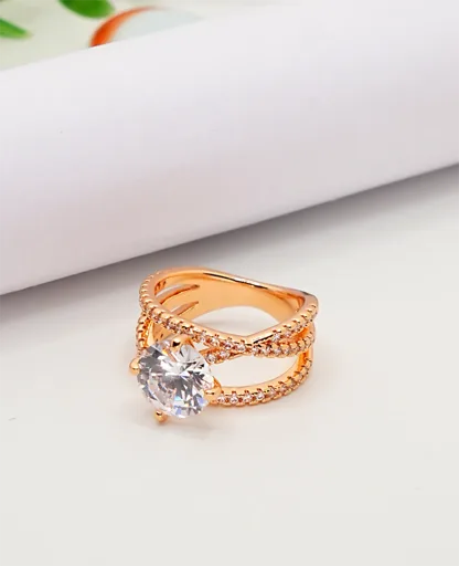 AD Solitaire Ring - Rose Gold Finish