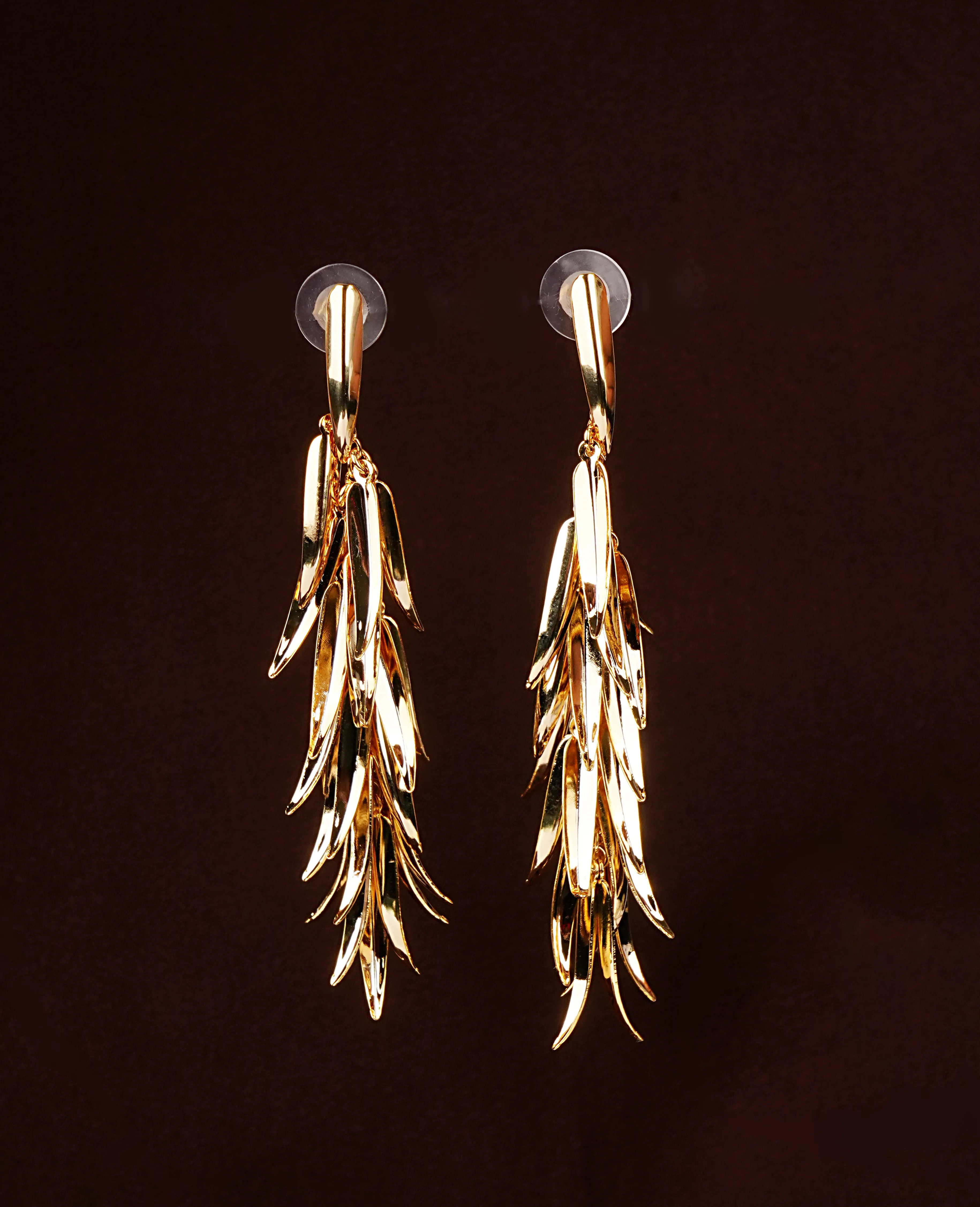 Golden Leaf Flair Hanging Earrings - Nature's Elegance