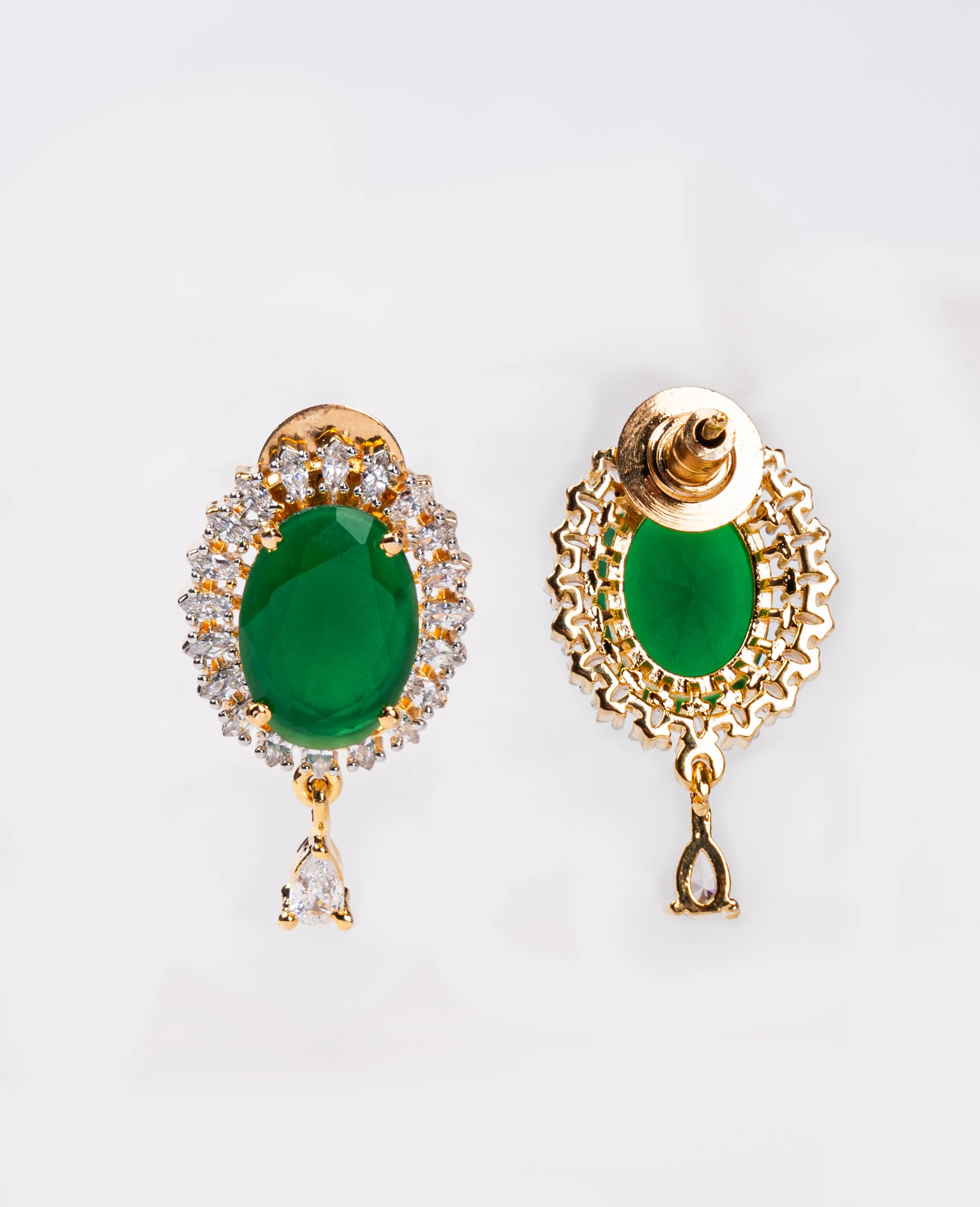 AD Semi Drop Emerald Earrings