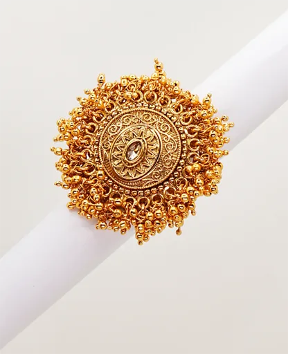 Antique Gram Finger Ring with Delicate Ghungroo Accents