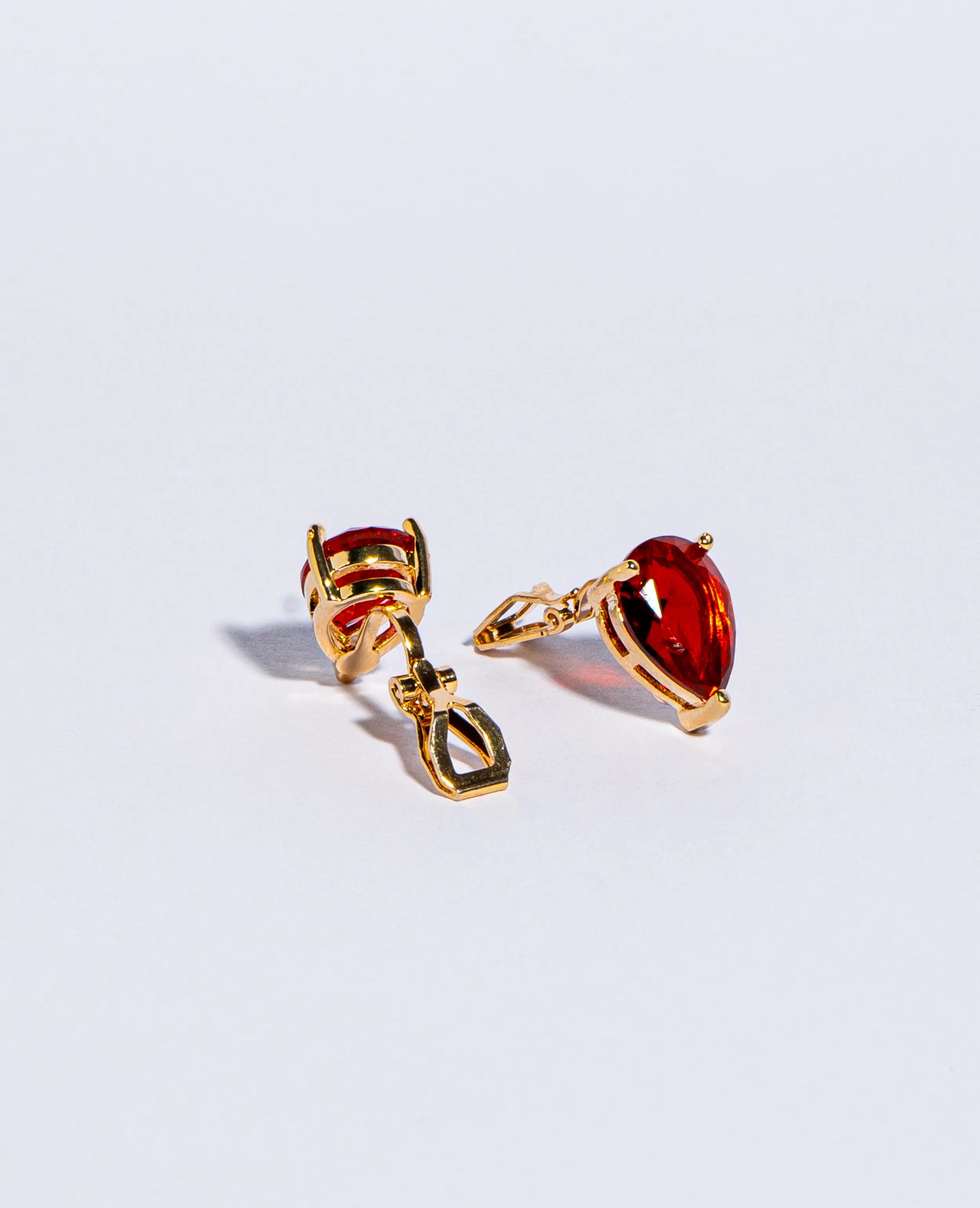 Clip-On Red Stud Earrings (No Piercing Required)