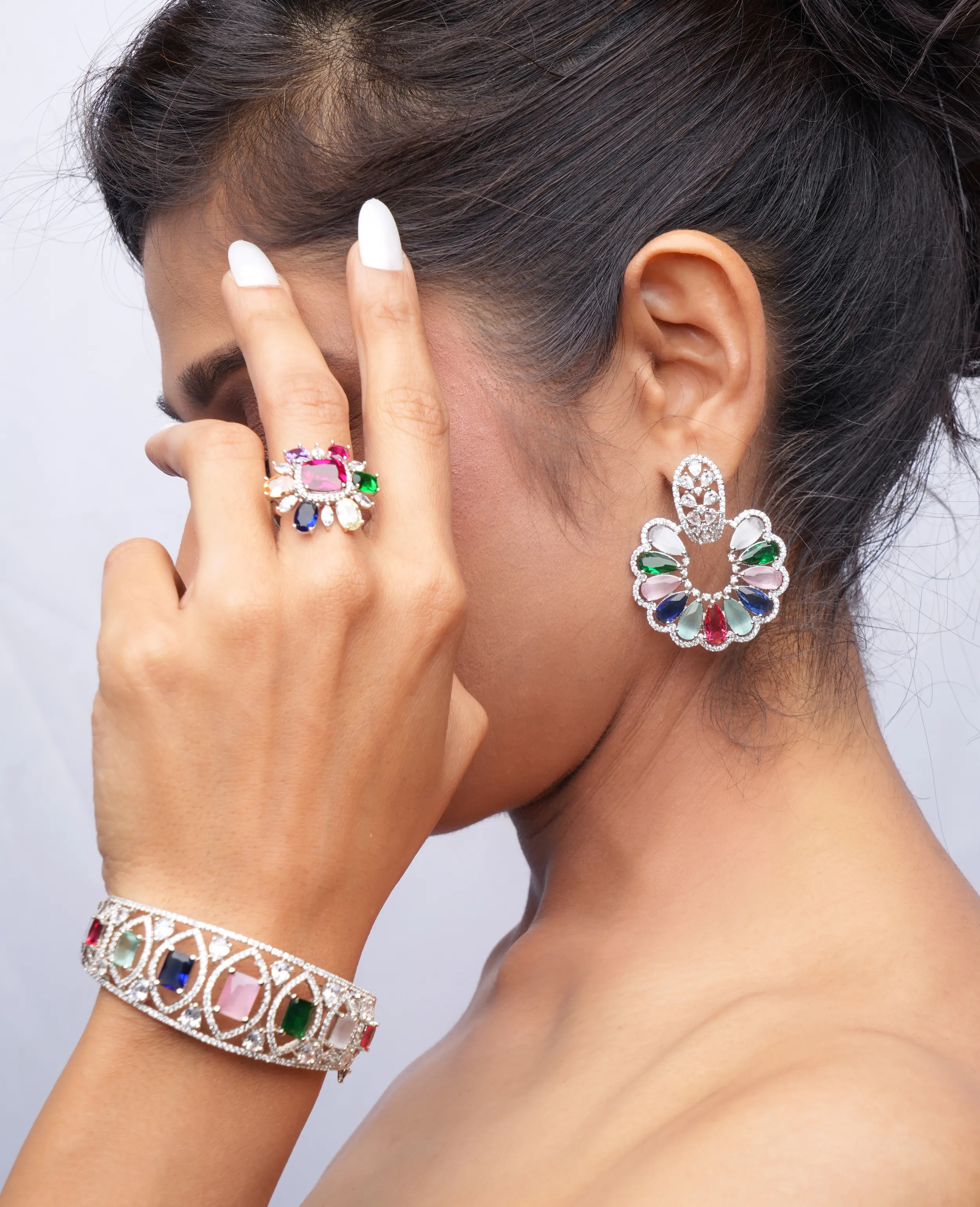 AD Bracelet with Semi-Precious Color Stones