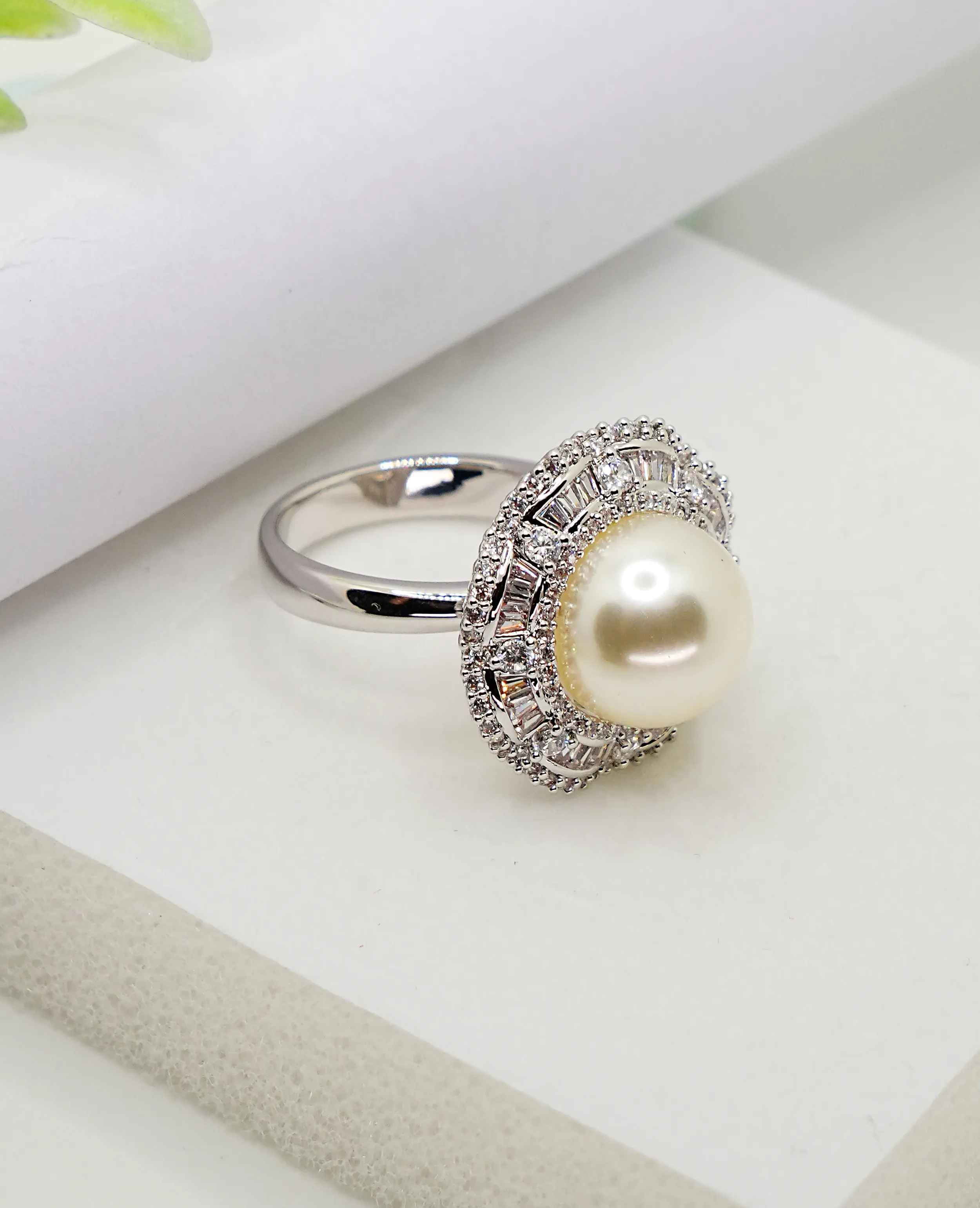 AD with Freshwater Pearl Finger ring